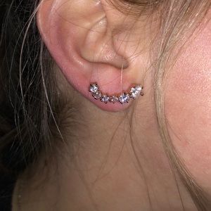 Ear Crawler Hugger "Diamond" Earrings Gold Backing